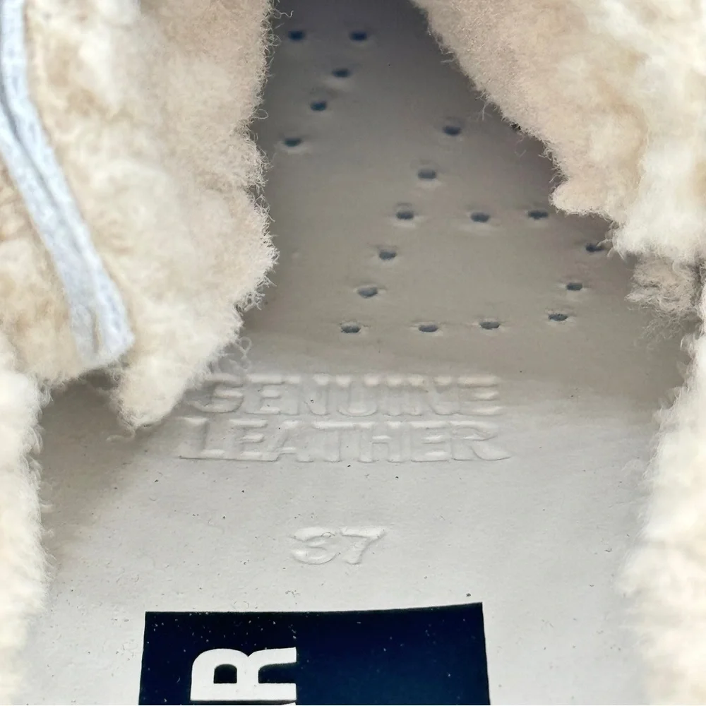 NWT Golden Goose Superstar Sabot Shearling Glitter Sneaker Mule Natural / Silver - Picture 6 of 16